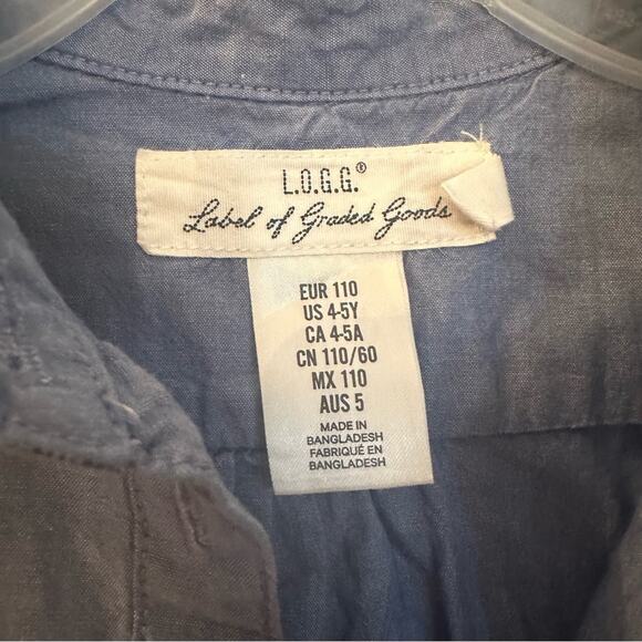 Girls Denim Tunic Sz 4-5T Jean Top Chambray Pullover Top - Picture 2 of 7